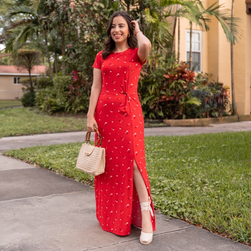 Loft Cherry Print Maxi Dress